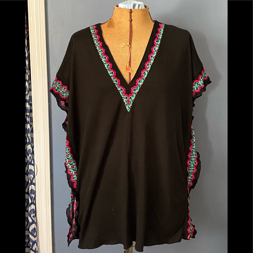 Swimsuit cover up muu muu caftan black pink festive comfortable easy wear xs-s